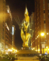 National Katyn Memorial Glimmering Golden Nightview Harbor East Baltimore MD
