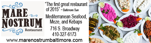 Mare Nostrum Restaurant, "The first great restaurant of 2015" - Baltimore Sun, Mediterranean Seafood, Meze and Kebaps, 716 South Broadway, Fell's Point Baltimore MD.