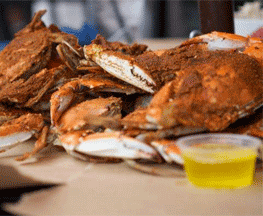 Hot Delicious Maryland Steamed Crabs with Melted Butter at Riptide by the Bay Fell's Point Baltimore MD